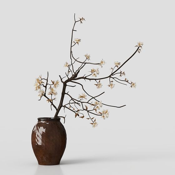 Winter Flowering Branch 3D model for Creative Projects