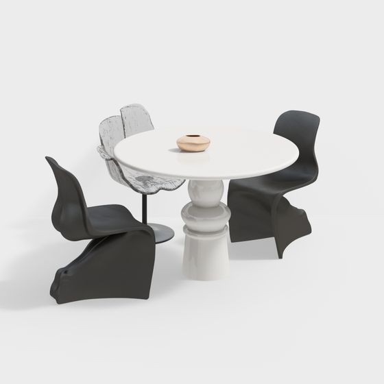 Minimalist Dining Table and Chairs Set 3D model