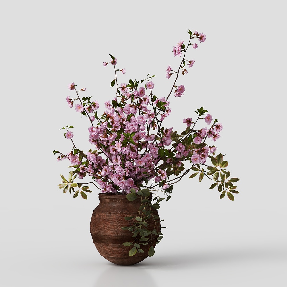 Spring Floral Vase 3D Model – Low Poly Flower Design