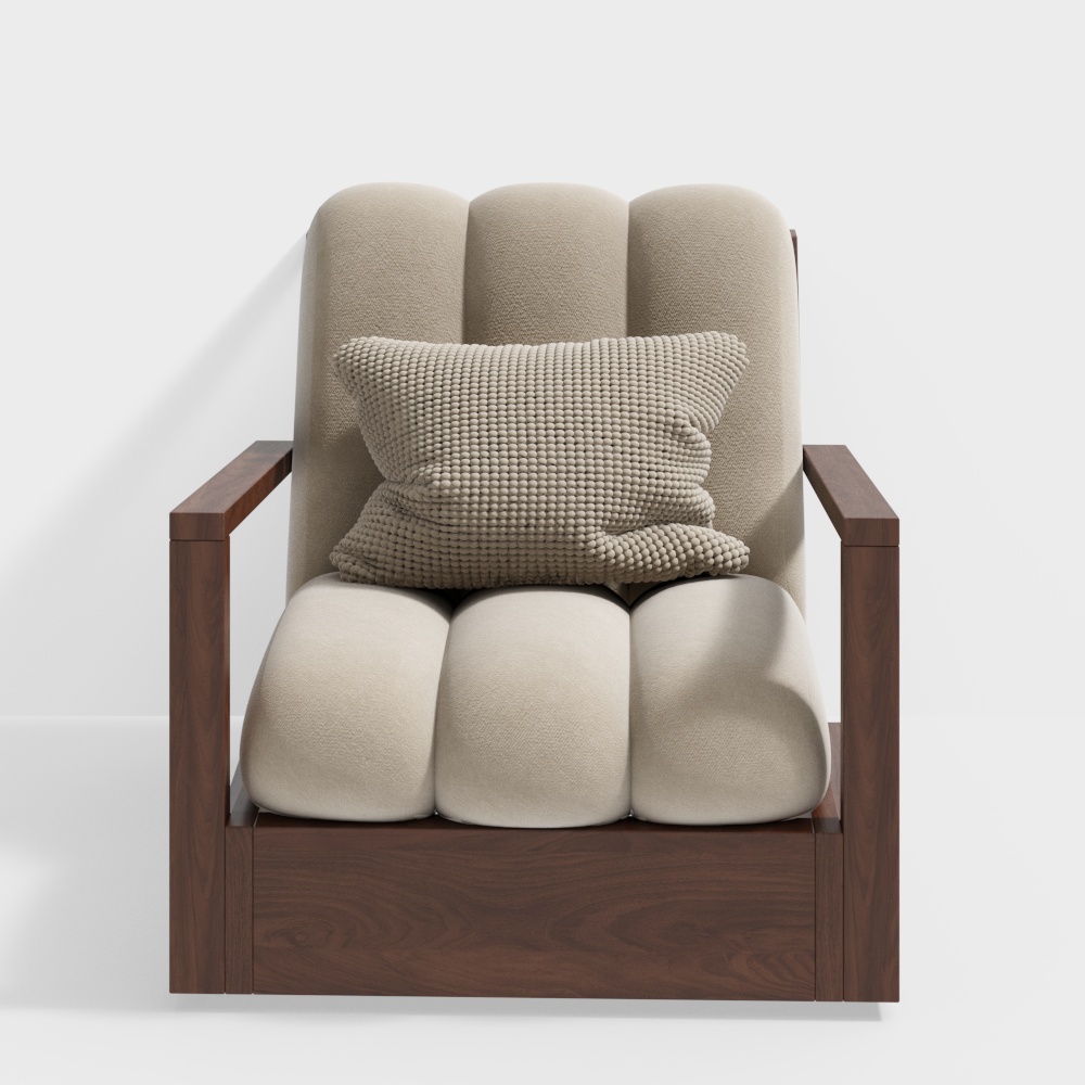 Cozy Retreat 3D Model – Low Poly Beige Fabric Sofa