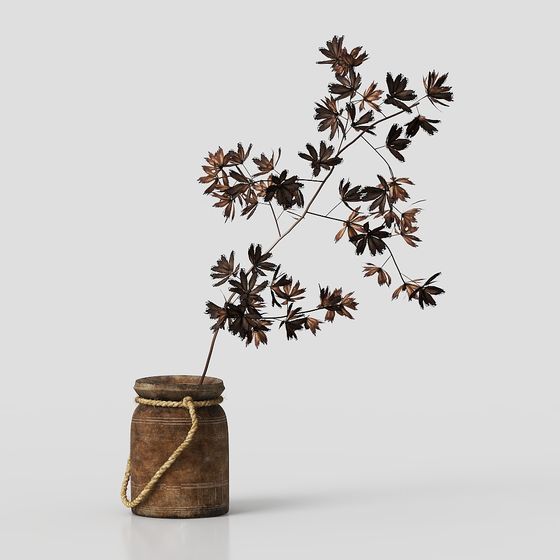 Low Poly Dry Branch Vase 3D Model for Creative Projects