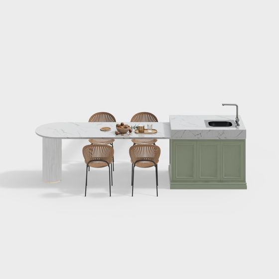 Bàn ăn đảo và ghế Pháp