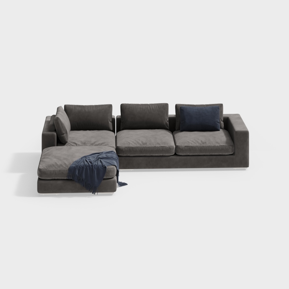 divano grigio a forma di L