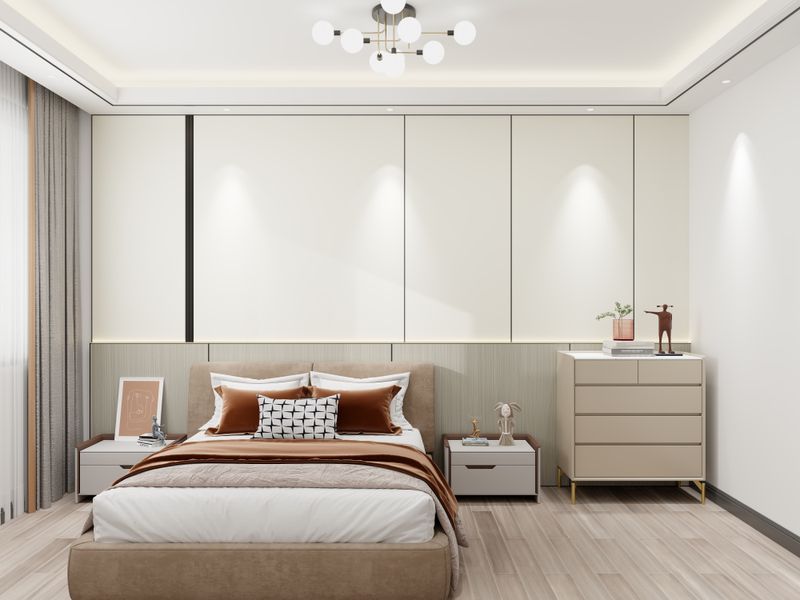 Modern Beige Bedroom with Simplistic Design