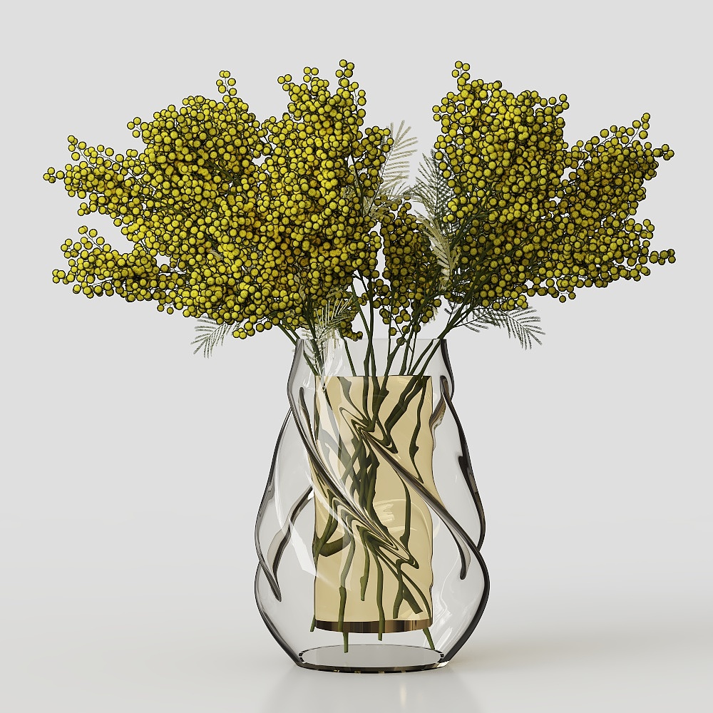 Spring Glass Vase with Flowers 3D Model – Low-Poly Decor