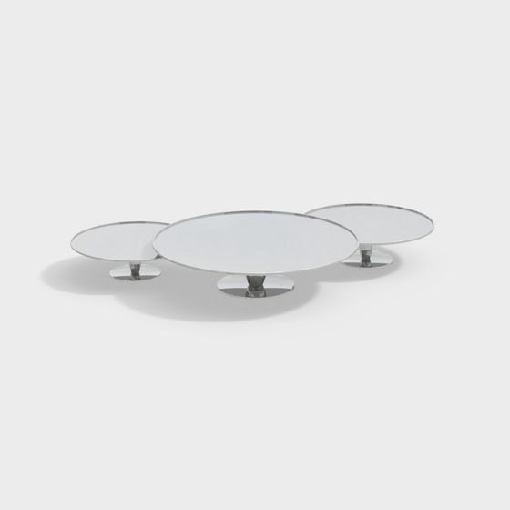 Floating Round Table 3D Model – Metallic & Glass Design