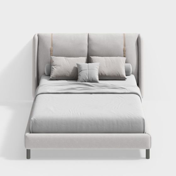 Elegant Low-Poly Bed 3D model