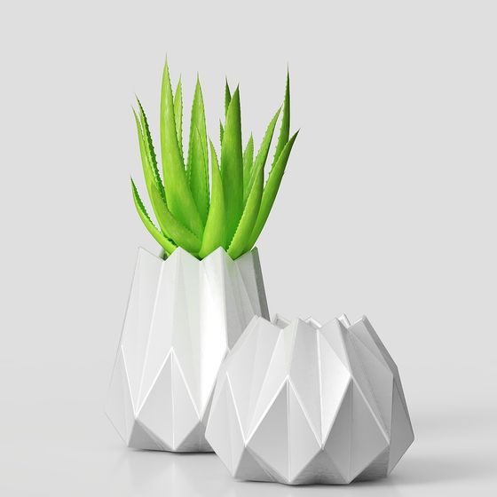 Elegant Origami Vase 3D model