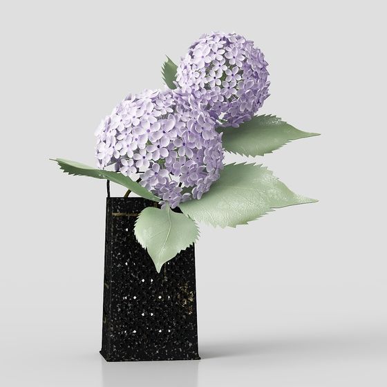 Elegant Vase with Lilacs 3D model for Tranquil Spaces