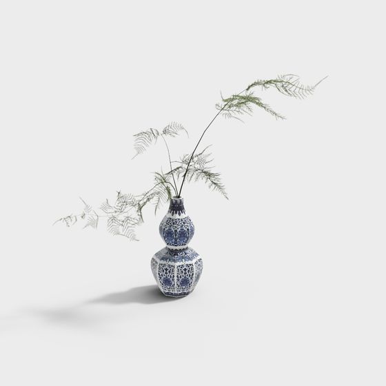 Elegant Blue Porcelain Vase 3D model