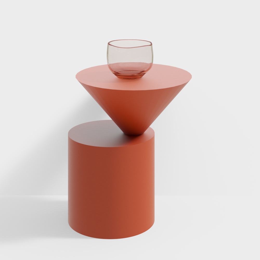 Stylish Cone Table 3D Model – Orange-Red Glass Design