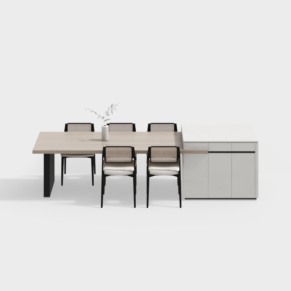 Urban Desk and Chair Set 3D Model – Low-Poly Workspace