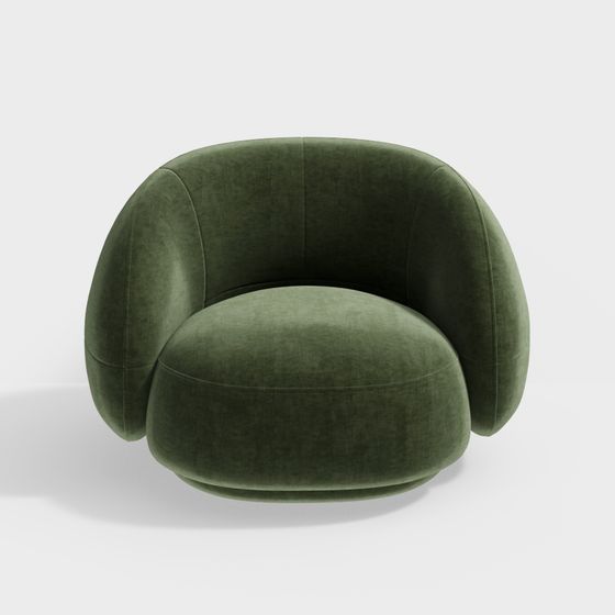 Low-Poly Olive Green Sofa Chair 3D model