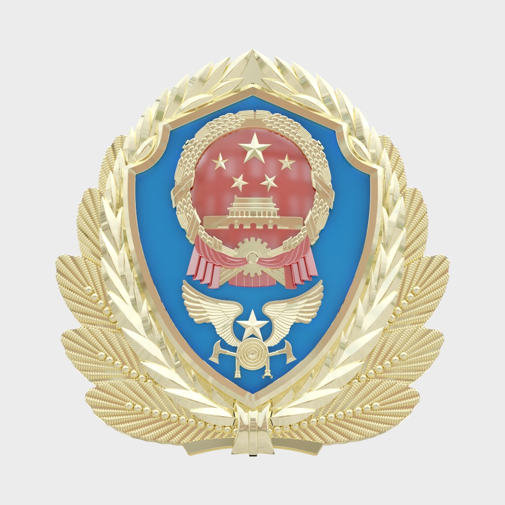 Elegant 3D Badge Model with Golden Frame