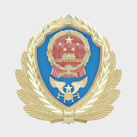 Elegant 3D Badge Model with Golden Frame