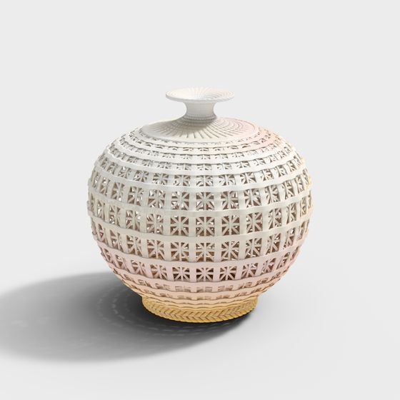 Woven Time Low Poly Ceramic Pot 3D Model