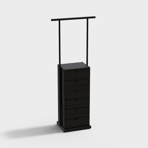Stylish Low-Poly Wardrobe Cabinet 3D model