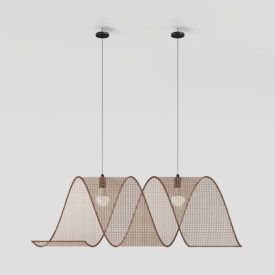 Unique Wave-Structured Pendant Light 3D model