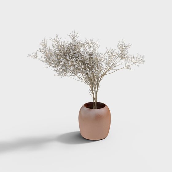 Ceramic Vase with Daisy 3D model