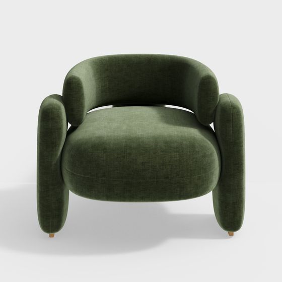 Charming Green Velvet Armchair 3D model