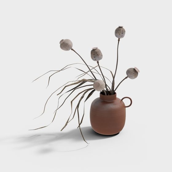 Charming Dried Flower Vase 3D Model for Creative Spaces