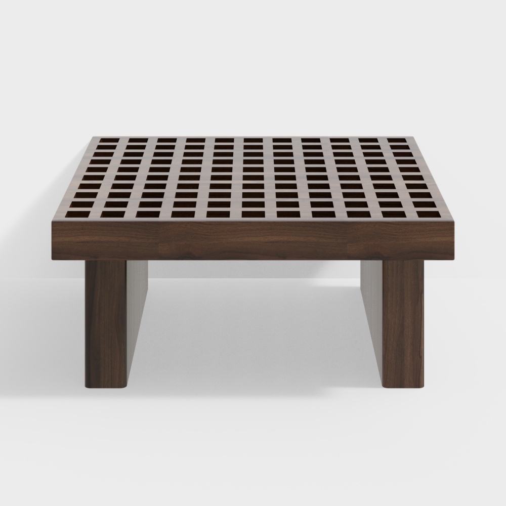 Low-Poly Grid Wooden Table 3D Model – Minimalist Wood Design