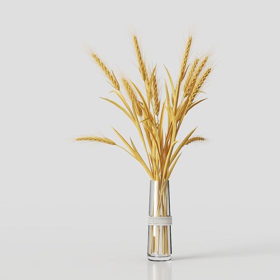Wheat Bouquet in Glass Vase 3D Model for Creative Projects