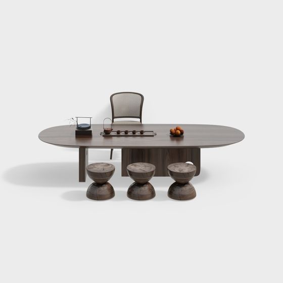 Elegant Oval Dining Table 3D model