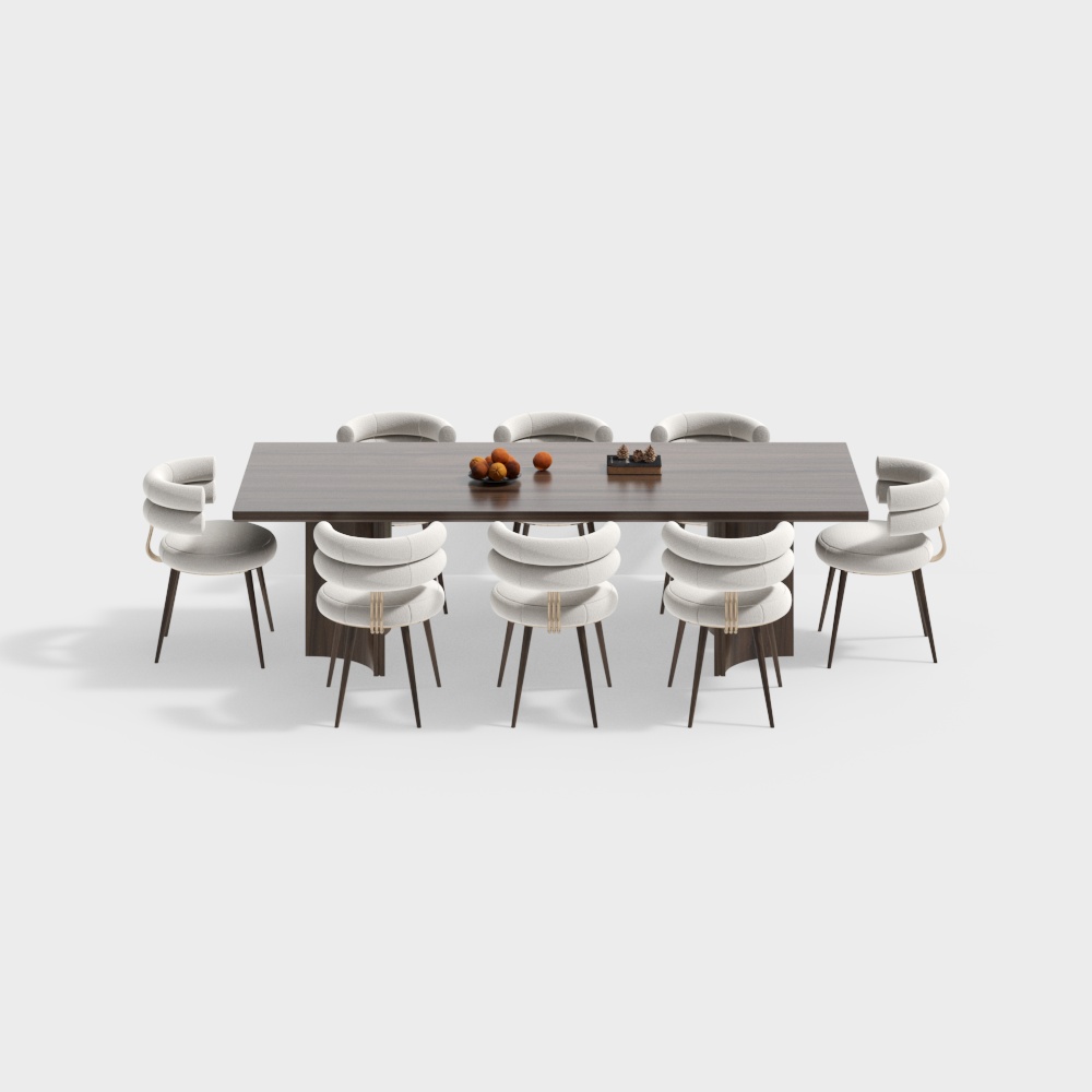 Urban Living Room Dining Table & Chairs Set 3D Model