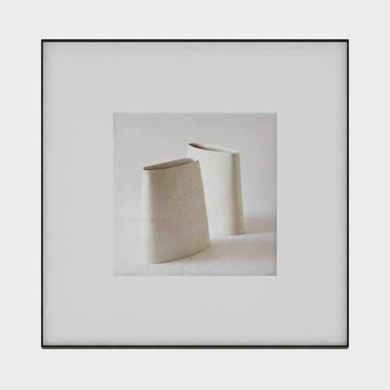 Minimalist Ceramic Art Twin Vases 3D Model