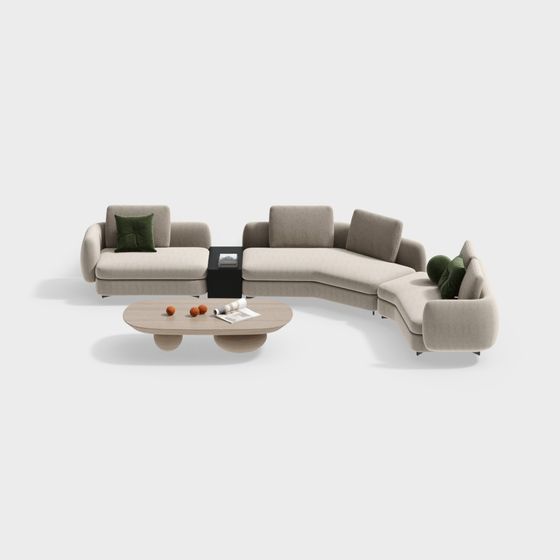 Stylish Low-Poly Sofa 3D model for Modern Interiors