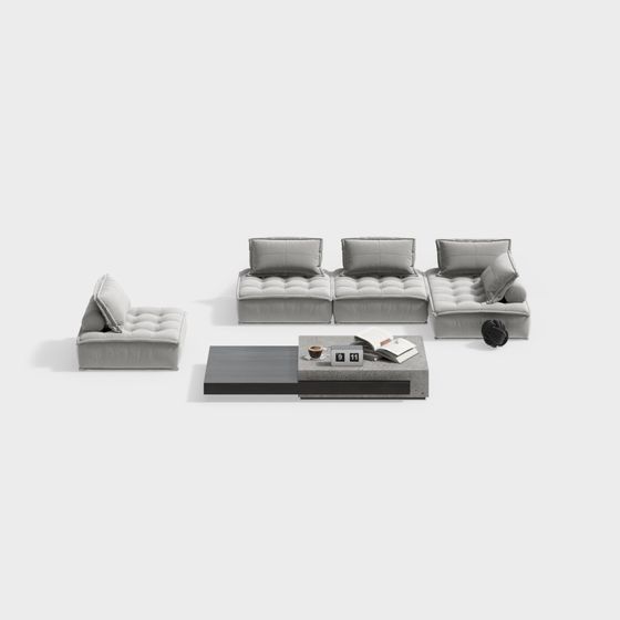 Modern Minimalist 3D Sofa Set Model