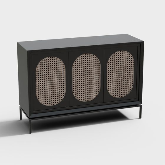 Stylish Black Cabinet 3D model for Interior Spaces