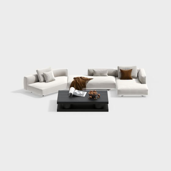 Elegant Minimalist Sofa 3D Model