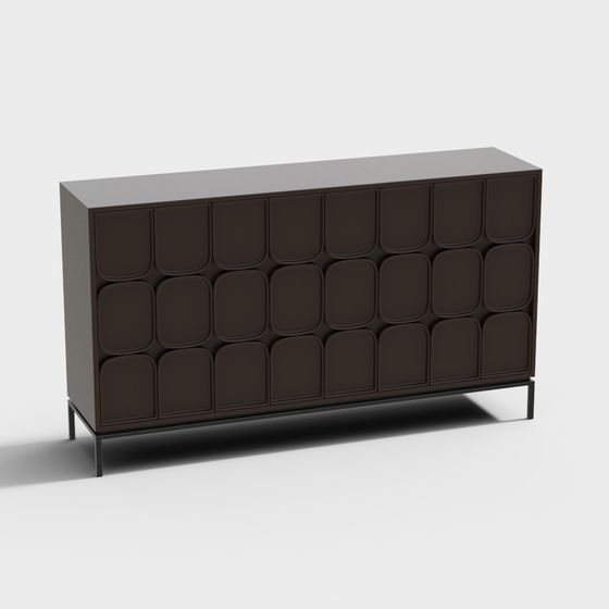 Elegant Vintage Leather Cabinet 3D model