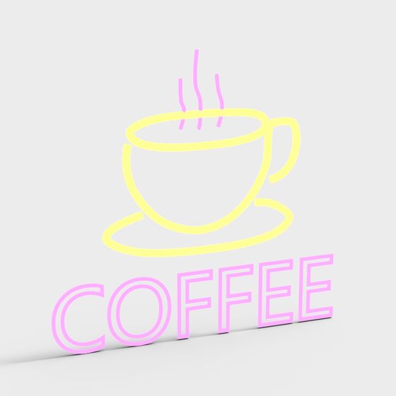 Retro Neon Coffee Cup 3D Model