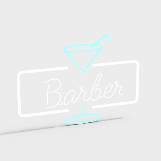 Barber Neon Sign 3D model for Creative Spaces