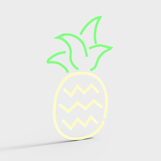 Pineapple Neon Light 3D model for Creative Projects