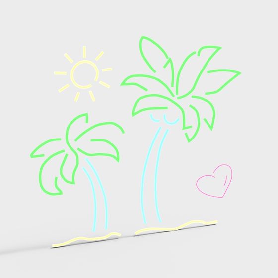 Playful Palm Trees 3D model for Creative Projects