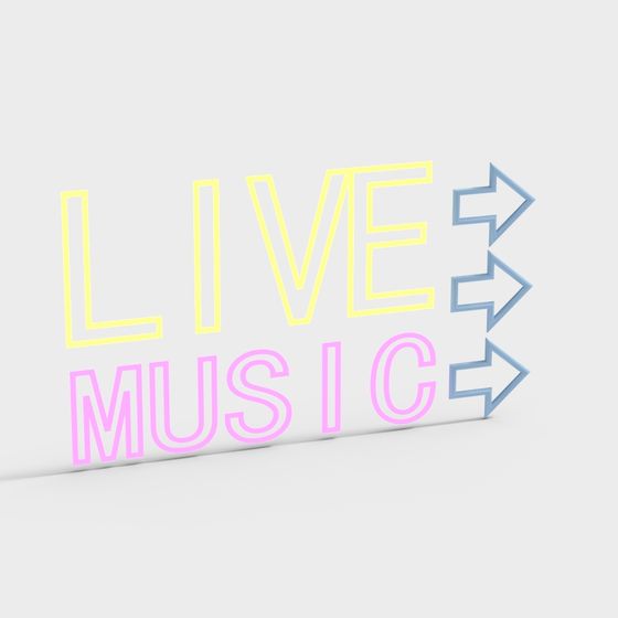 Live Music 3D model with Neon Lights