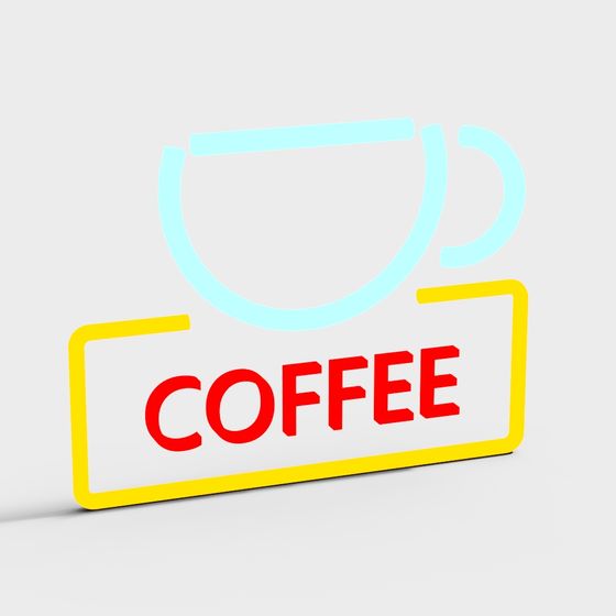 Low Poly Coffee Sign 3D model