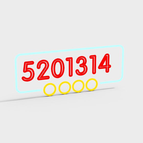 Vibrant 5201314 License Plate 3D model for Creative Work