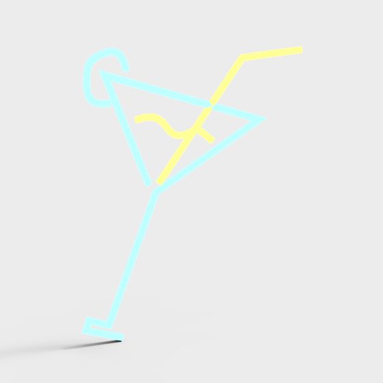 Neon Cocktail Glass 3D model