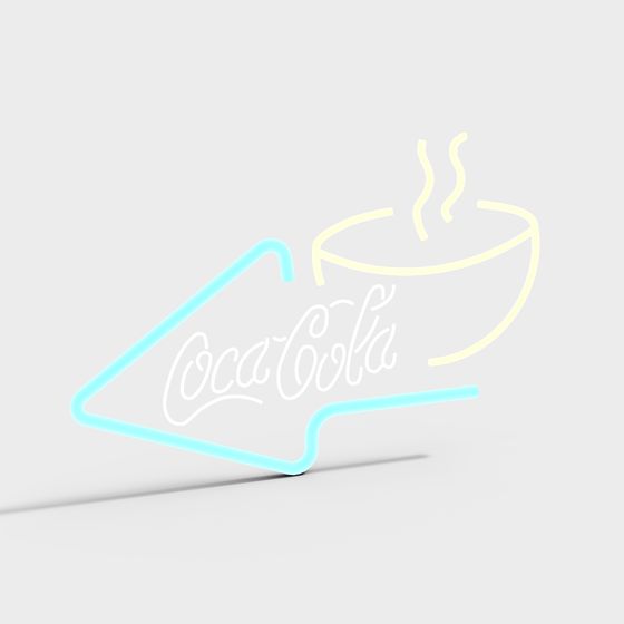 Dynamic Neon Coca-Cola 3D model with Coffee