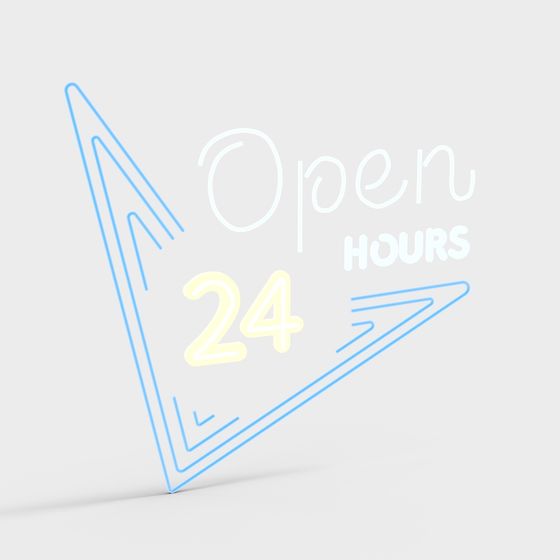 24/7 Open Hours Neon Sign 3D model for Creative Projects