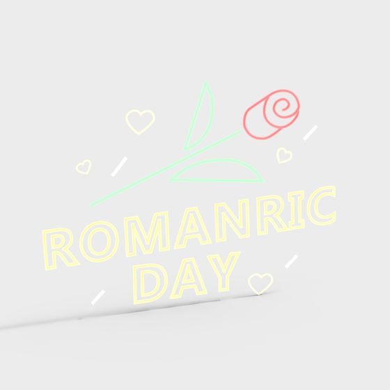 Romantic Day Themed Low Poly 3D Model for Creatives