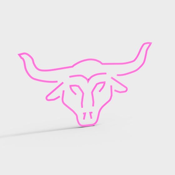 Unique Bull Head Neon Light 3D Model