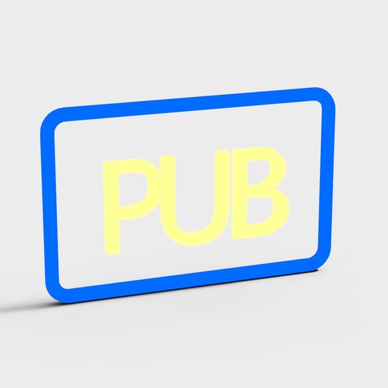 Vintage-Inspired PUB Logo 3D Model
