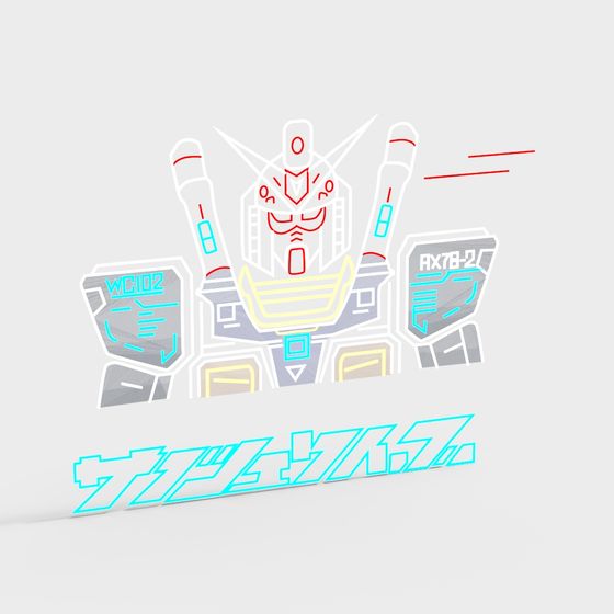 Futuristic Low Poly Robot Head 3D model