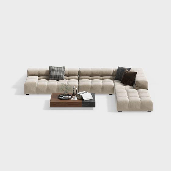 Stylish Low-Polygon Sofa 3D Model for Modern Interiors
